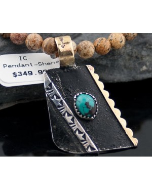 .925 Sterling Silver and 12kt Gold Filled Handmade Certified Authentic Navajo Turquoise Native American Necklace 390647377001
