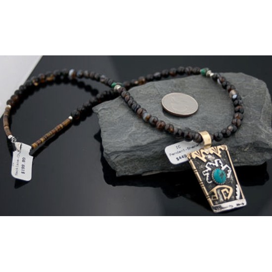 .925 Sterling Silver and 12kt Gold Filled Handmade Certified Authentic Navajo Turquoise Native American Necklace 390648471824