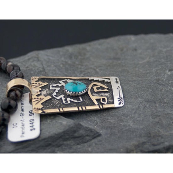 .925 Sterling Silver and 12kt Gold Filled Handmade Certified Authentic Navajo Turquoise Native American Necklace 390648471824