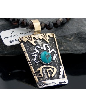 .925 Sterling Silver and 12kt Gold Filled Handmade Certified Authentic Navajo Turquoise Native American Necklace 390648471824