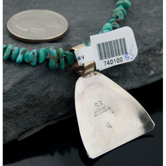 .925 Sterling Silver and 12kt Gold Filled Handmade Certified Authentic Navajo Turquoise Native American Necklace 390677350787 .925 Sterling Silver and 12kt Gold Filled Handmade Certified Authentic Navajo Turquoise Native American Necklace 390677350787