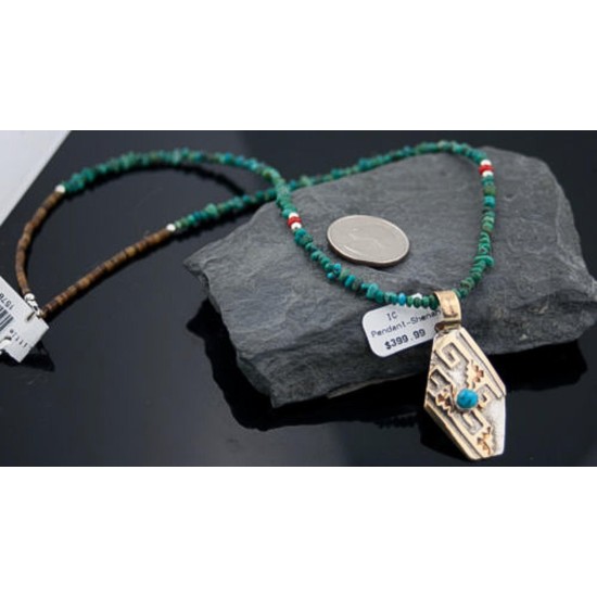 .925 Sterling Silver and 12kt Gold Filled Handmade Certified Authentic Navajo Turquoise Native American Necklace 390678104896