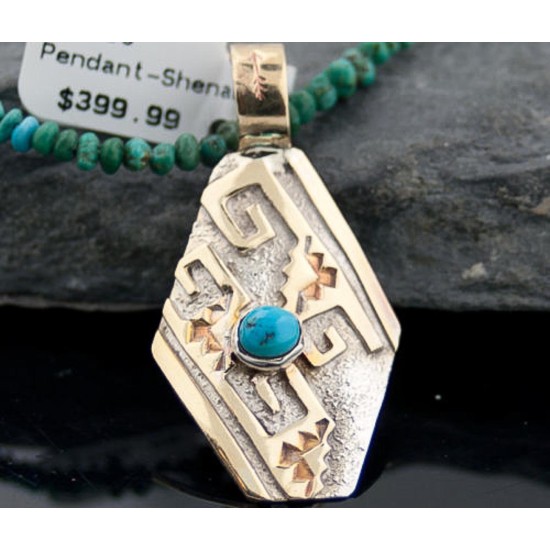 .925 Sterling Silver and 12kt Gold Filled Handmade Certified Authentic Navajo Turquoise Native American Necklace 390678104896