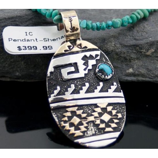 .925 Sterling Silver and 12kt Gold Filled Handmade Certified Authentic Navajo Turquoise Native American Necklace 390679817030