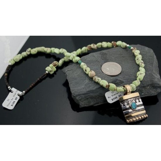 .925 Sterling Silver and 12kt Gold Filled Handmade Certified Authentic Navajo Turquoise Native American Necklace 390679891580