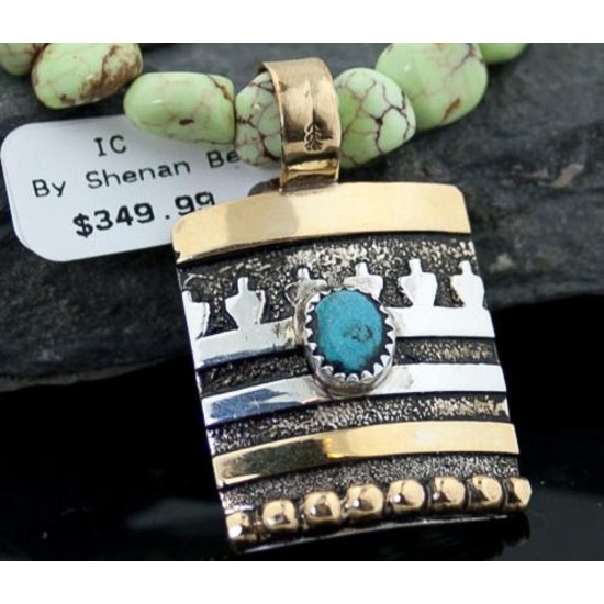 .925 Sterling Silver and 12kt Gold Filled Handmade Certified Authentic Navajo Turquoise Native American Necklace 390679891580