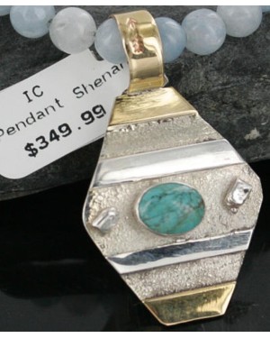 .925 Sterling Silver and 12kt Gold Filled Handmade Certified Authentic Navajo Turquoise Native American Necklace 390725419128
