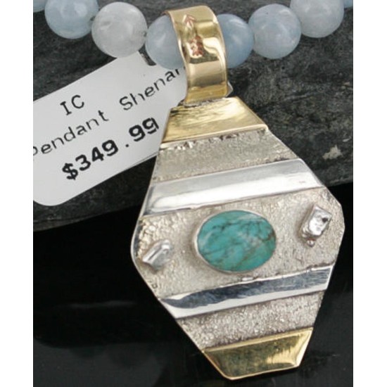 .925 Sterling Silver and 12kt Gold Filled Handmade Certified Authentic Navajo Turquoise Native American Necklace 390725419128