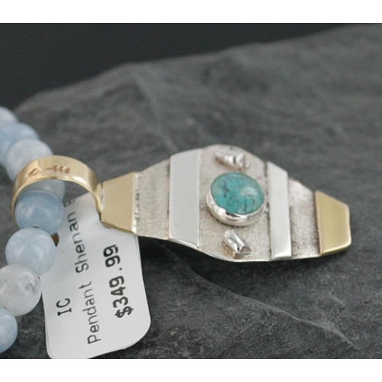 .925 Sterling Silver and 12kt Gold Filled Handmade Certified Authentic Navajo Turquoise Native American Necklace 390725419128