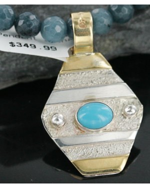 .925 Sterling Silver and 12kt Gold Filled Handmade Certified Authentic Navajo Turquoise Native American Necklace 390725855178