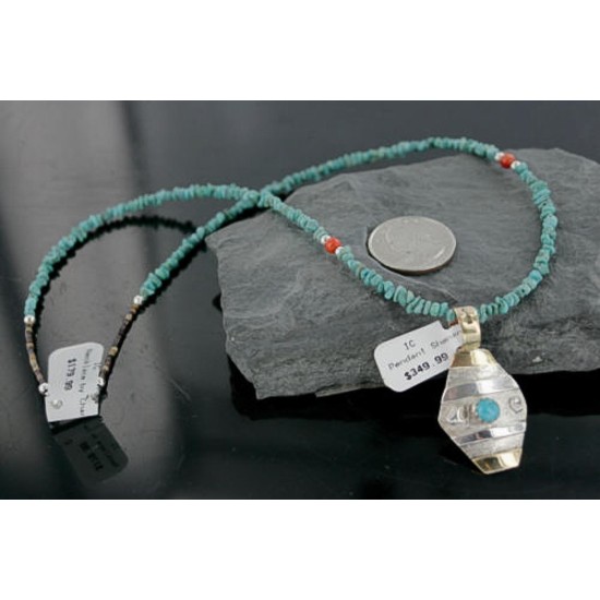 .925 Sterling Silver and 12kt Gold Filled Handmade Certified Authentic Navajo Turquoise Native American Necklace 390727444986 .925 Sterling Silver and 12kt Gold Filled Handmade Certified Authentic Navajo Turquoise Native American Necklace 390727444986