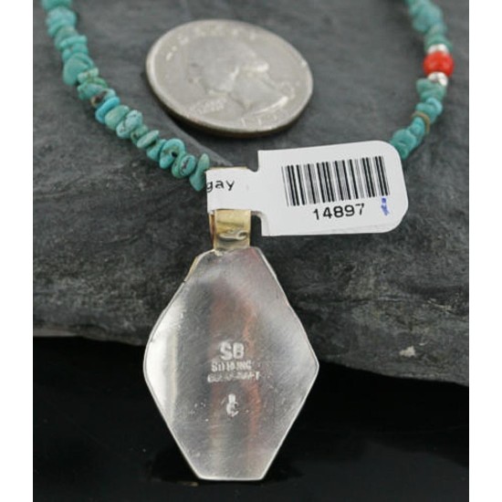 .925 Sterling Silver and 12kt Gold Filled Handmade Certified Authentic Navajo Turquoise Native American Necklace 390727444986 .925 Sterling Silver and 12kt Gold Filled Handmade Certified Authentic Navajo Turquoise Native American Necklace 390727444986