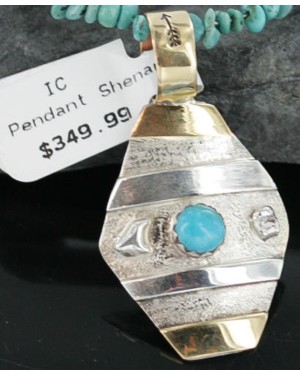 .925 Sterling Silver and 12kt Gold Filled Handmade Certified Authentic Navajo Turquoise Native American Necklace 390727444986