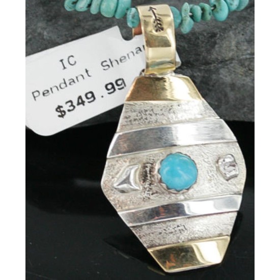 .925 Sterling Silver and 12kt Gold Filled Handmade Certified Authentic Navajo Turquoise Native American Necklace 390727444986 .925 Sterling Silver and 12kt Gold Filled Handmade Certified Authentic Navajo Turquoise Native American Necklace 390727444986