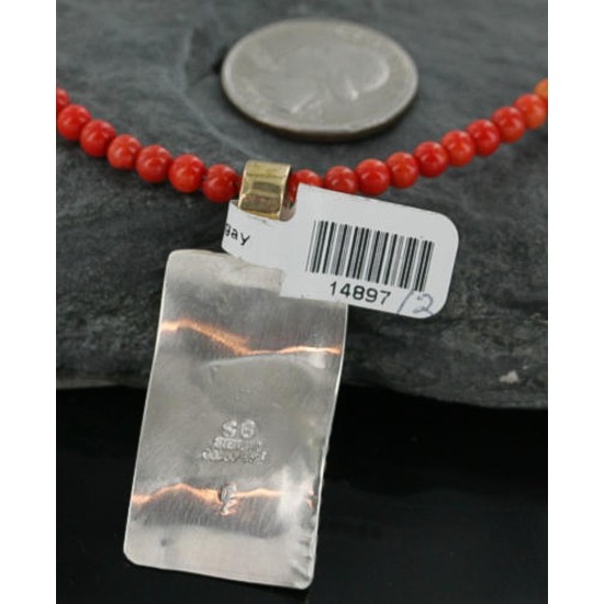 .925 Sterling Silver and 12kt Gold Filled Handmade Certified Authentic Navajo Turquoise Native American Necklace 390728803088
