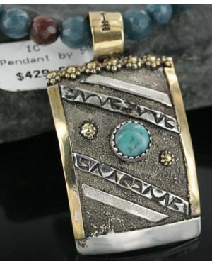 .925 Sterling Silver and 12kt Gold Filled Handmade Certified Authentic Navajo Turquoise Native American Necklace 390728834685