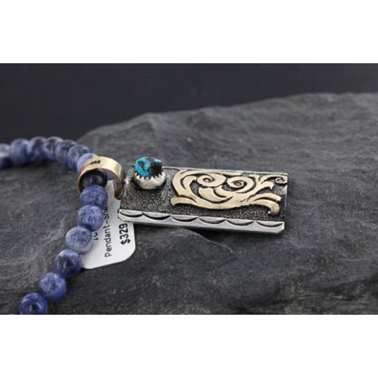 .925 Sterling Silver and 12kt Gold Filled Handmade Certified Authentic Navajo Turquoise Native American Necklace 390743291757