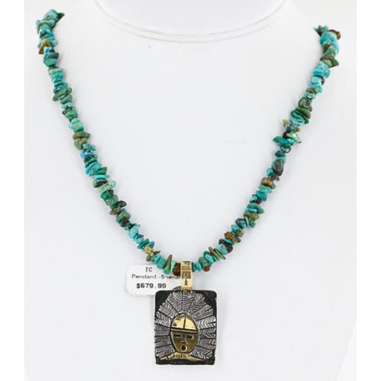 .925 Sterling Silver and 12kt Gold Filled Handmade Certified Authentic Navajo Turquoise Native American Necklace 390840188089