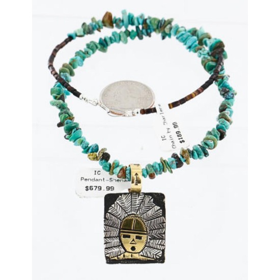 .925 Sterling Silver and 12kt Gold Filled Handmade Certified Authentic Navajo Turquoise Native American Necklace 390840188089
