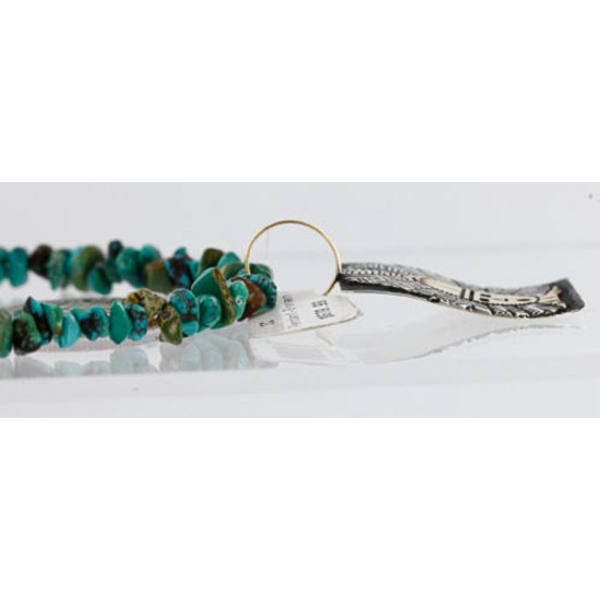 .925 Sterling Silver and 12kt Gold Filled Handmade Certified Authentic Navajo Turquoise Native American Necklace 390840188089