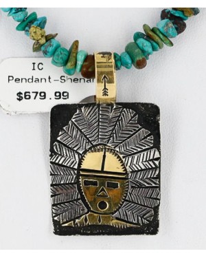 .925 Sterling Silver and 12kt Gold Filled Handmade Certified Authentic Navajo Turquoise Native American Necklace 390840188089
