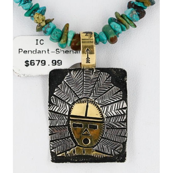 .925 Sterling Silver and 12kt Gold Filled Handmade Certified Authentic Navajo Turquoise Native American Necklace 390840188089