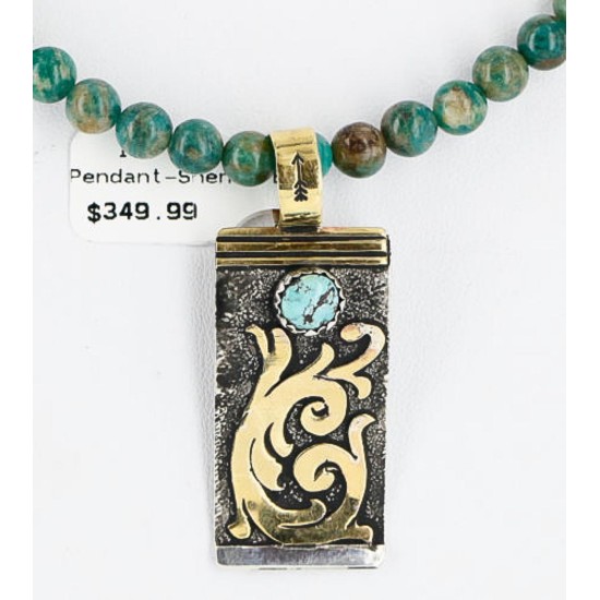 .925 Sterling Silver and 12kt Gold Filled HANDMADE Certified Authentic Navajo Turquoise Native American Necklace 390886656434