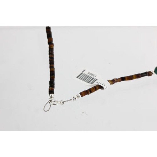 .925 Sterling Silver and 12kt Gold Filled HANDMADE Certified Authentic Navajo Turquoise Native American Necklace 390886656434