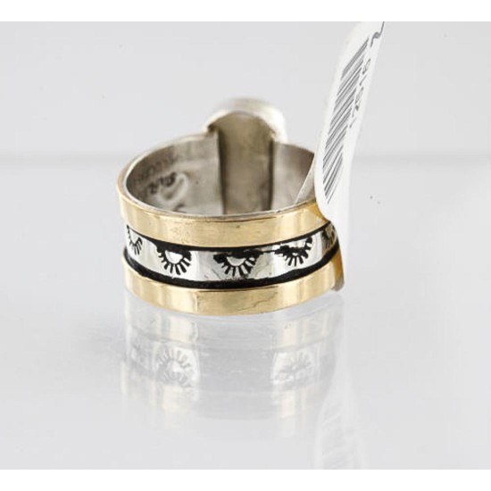 .925 Sterling Silver and 12kt Gold Filled Handmade Certified Authentic Navajo Turquoise Native American Ring  371008900708