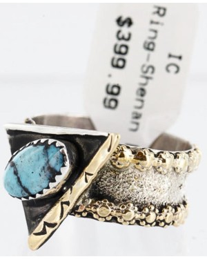 .925 Sterling Silver and 12kt Gold Filled Handmade Certified Authentic Navajo Turquoise Native American Ring  390781242707