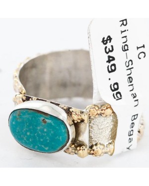 .925 Sterling Silver and 12kt Gold Filled Handmade Certified Authentic Navajo Turquoise Native American Ring  390788910783