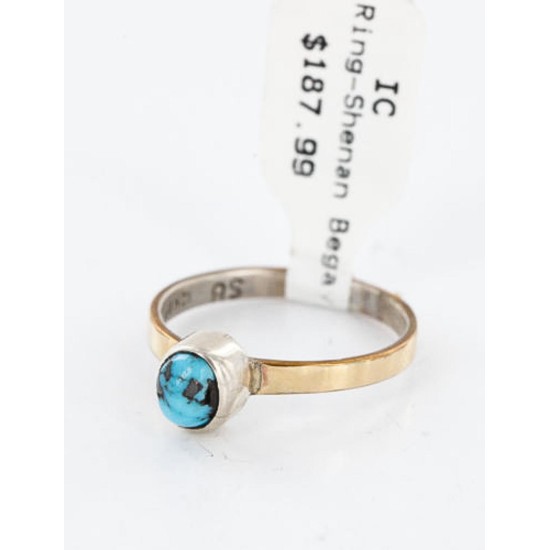 .925 Sterling Silver and 12kt Gold Filled Handmade Certified Authentic Navajo Turquoise Native American Ring  390792701024
