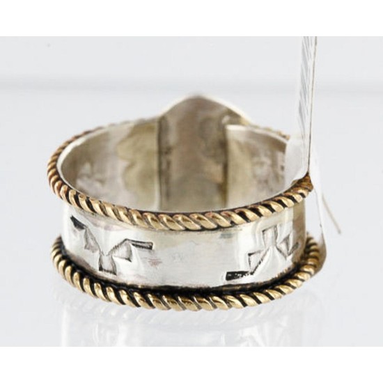 .925 Sterling Silver and 12kt Gold Filled Handmade Certified Authentic Navajo Turquoise Native American Ring  390959558800