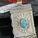 .925 Sterling Silver and 12kt Gold Filled Handmade NavajoONE Mountain Turquoise Native American Necklace 370965412069