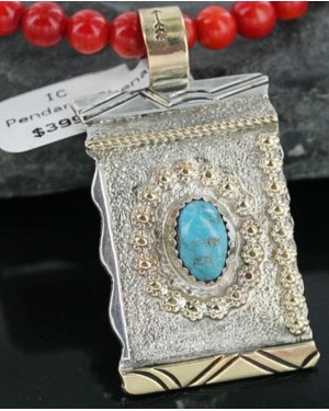 .925 Sterling Silver and 12kt Gold Filled Handmade Certified Authentic NavajoONE Mountain Turquoise Native American Necklace 370965412069