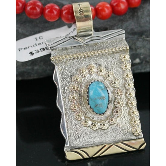 .925 Sterling Silver and 12kt Gold Filled Handmade Certified Authentic NavajoONE Mountain Turquoise Native American Necklace 370965412069
