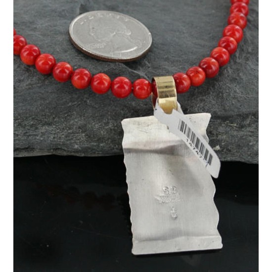 .925 Sterling Silver and 12kt Gold Filled Handmade Certified Authentic NavajoONE Mountain Turquoise Native American Necklace 370965412069