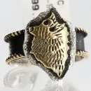 .925 Sterling Silver and 12kt Gold Filled Handmade Wolf Head Navajo Ring 371114880224