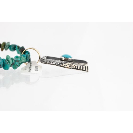 .925 Sterling Silver and 12kt Gold Filled Handmade Chief HEAD Certified Authentic Navajo Turquoise Native American Necklace 371044617005