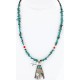 .925 Sterling Silver and 12kt Gold Filled Handmade Chief Head Certified Authentic Navajo Turquoise Native American Necklace 390820016316