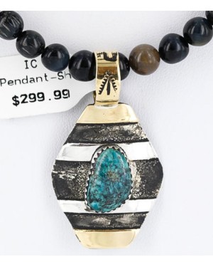 .925 Sterling Silver and 12kt Gold Filled Handmade CIRCLE Certified Authentic Navajo Turquoise Native American Necklace 371044069903