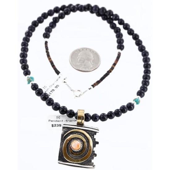 .925 Sterling Silver and 12kt Gold Filled Handmade CIRCLE Certified Authentic Navajo Turquoise Native American Necklace 390784351675