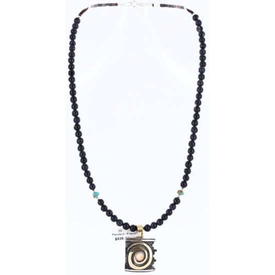.925 Sterling Silver and 12kt Gold Filled Handmade CIRCLE Certified Authentic Navajo Turquoise Native American Necklace 390784351675