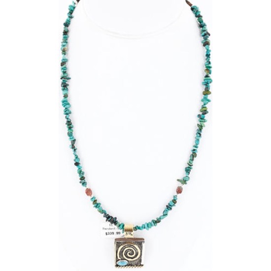 .925 Sterling Silver and 12kt Gold Filled Handmade CIRCLE Certified Authentic Navajo Turquoise Native American Necklace 390810062354