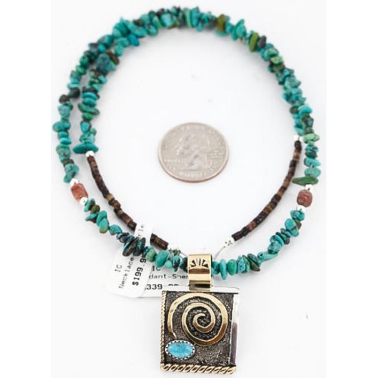 .925 Sterling Silver and 12kt Gold Filled Handmade CIRCLE Certified Authentic Navajo Turquoise Native American Necklace 390810062354