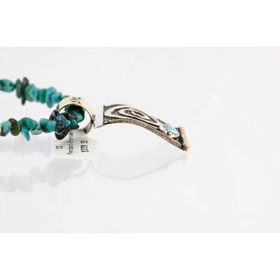 .925 Sterling Silver and 12kt Gold Filled Handmade CIRCLE Certified Authentic Navajo Turquoise Native American Necklace 390810062354