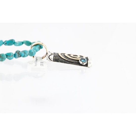 .925 Sterling Silver and 12kt Gold Filled Handmade CIRCLE Certified Authentic Navajo Turquoise Native American Necklace 390823316246
