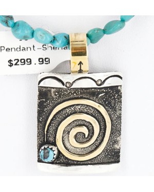 .925 Sterling Silver and 12kt Gold Filled Handmade CIRCLE Certified Authentic Navajo Turquoise Native American Necklace 390823316246