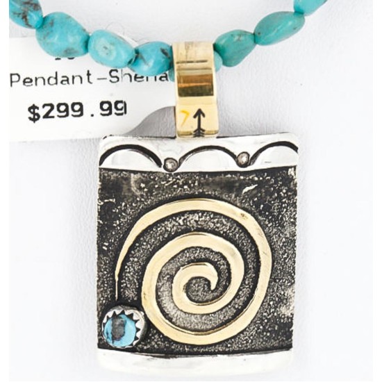 .925 Sterling Silver and 12kt Gold Filled Handmade CIRCLE Certified Authentic Navajo Turquoise Native American Necklace 390823316246