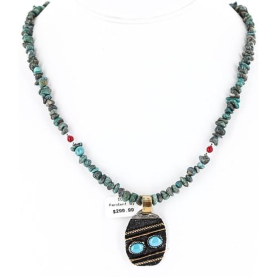 .925 Sterling Silver and 12kt Gold Filled Handmade CIRCLE Certified Authentic Navajo Turquoise Native American Necklace 390823924450